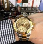 Copy Rolex Two Tone Daytona 40mm Watch Gold Dial with Diamond - Gold Rolex Daytona Replica